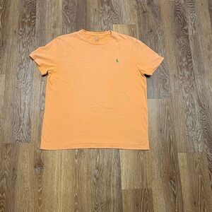 Men's Orange Crewneck T-Shirt with Green Logo